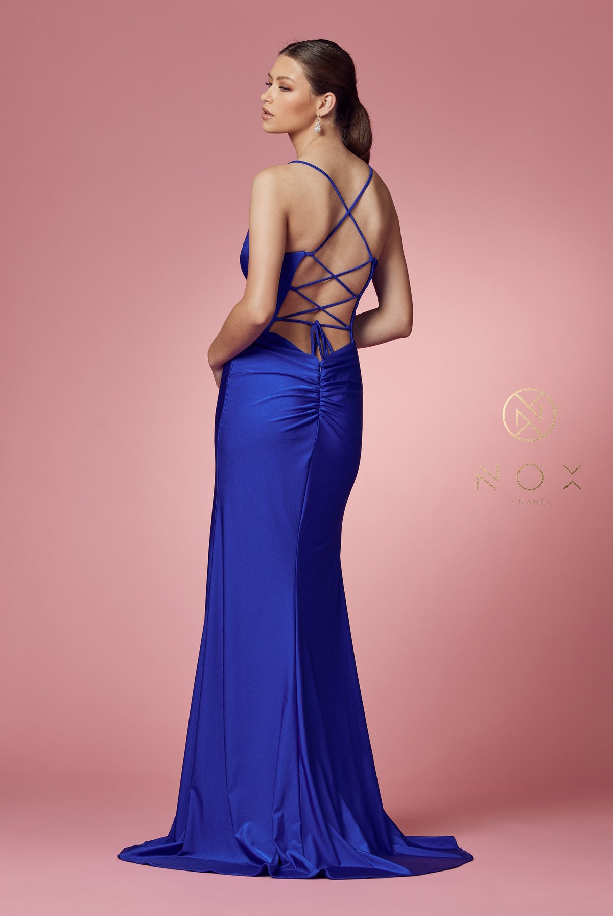 Satin Cowl Neck Dress w/Criss-Cross Back for Prom & Bridesmaids-smcdress