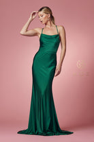 Satin Cowl Neck Dress w/Criss-Cross Back for Prom & Bridesmaids-smcdress