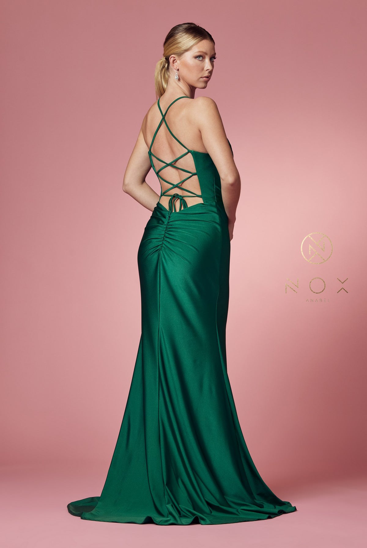 Satin Cowl Neck Dress w/Criss-Cross Back for Prom & Bridesmaids-smcdress