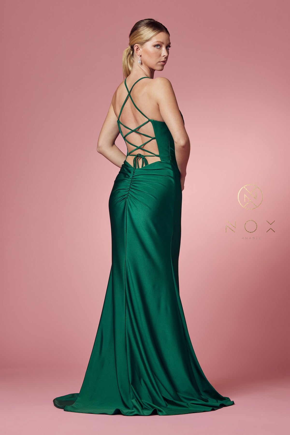 Satin Cowl Neck Dress w/Criss-Cross Back for Prom & Bridesmaids-smcdress