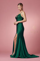 Jewel Side Slit Long Bridesmaid & Prom Dress-smcdress