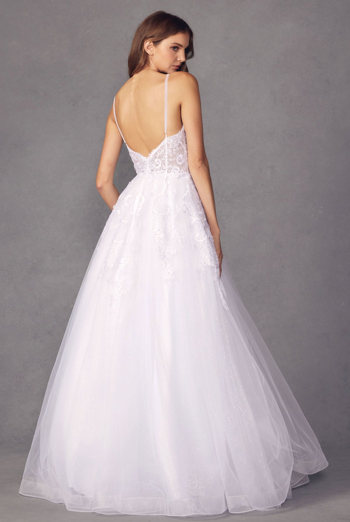 Back of Open back wedding gown