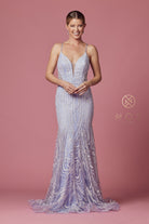 Lace Glitter V-Neck Prom/Bridesmaid Dress-smcdress