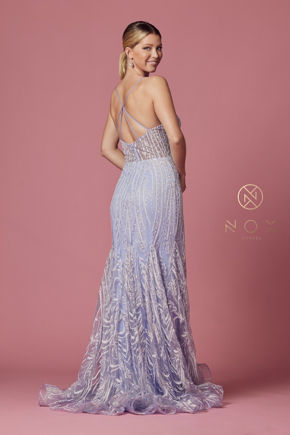 Lace Glitter V-Neck Prom/Bridesmaid Dress-smcdress