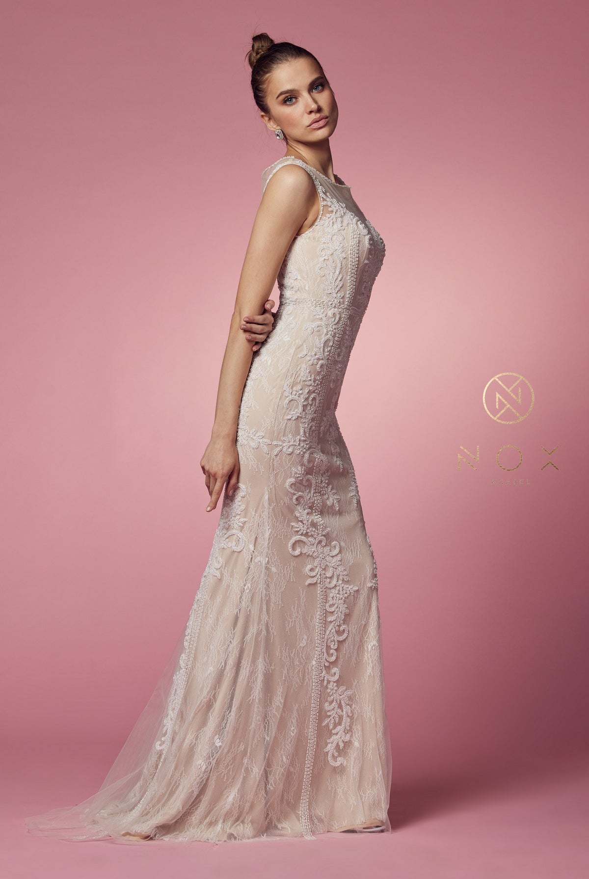 Embroidered Lace Mermaid Prom & MOB Dress-smcdress