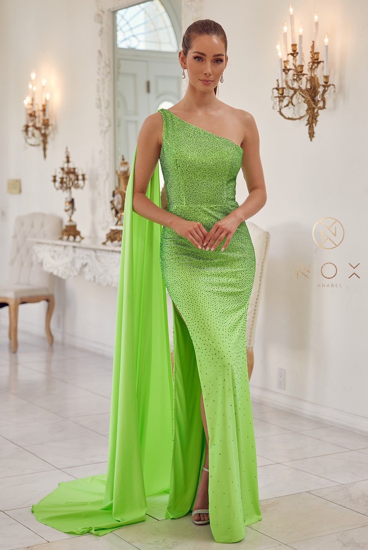 High-slit Embellished Jewel Long Dress-smcdress
