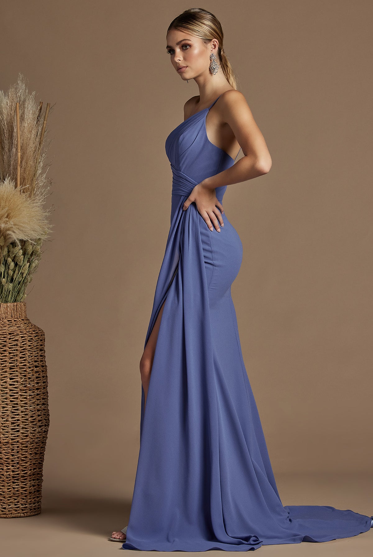 High Slit One Shoulder Dress-smcdress