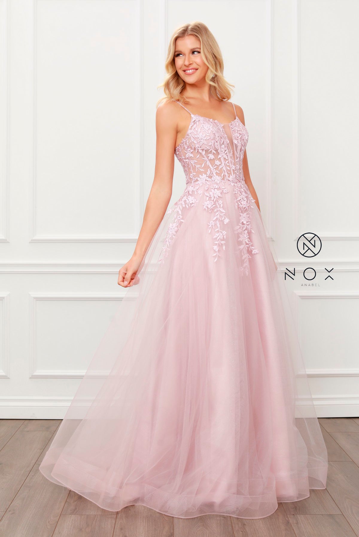 Floral Beads Bodice Long Prom & Bridesmaid Dress-smcdress