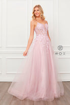 Floral Beads Bodice Long Prom & Bridesmaid Dress-smcdress