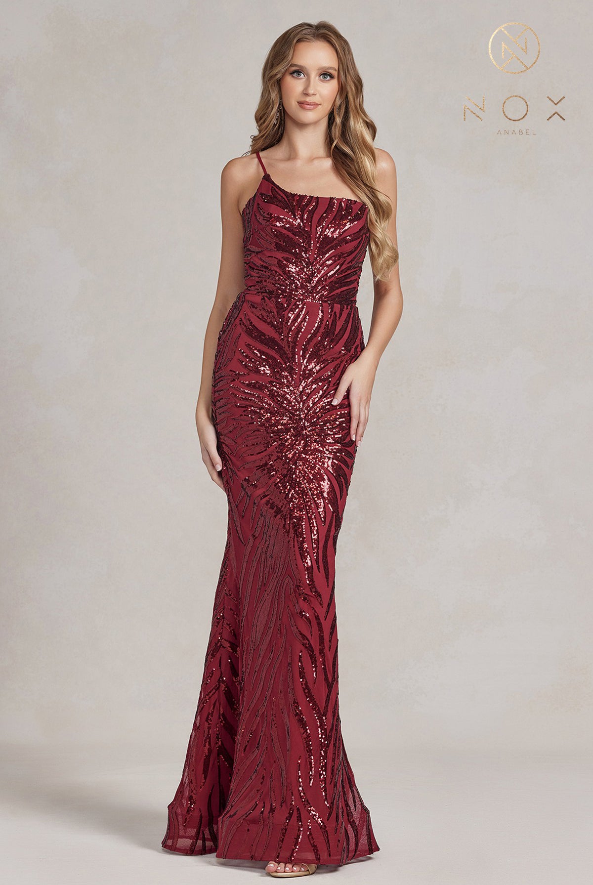 Sequin Mermaid Gown, One-Shoulder-smcdress