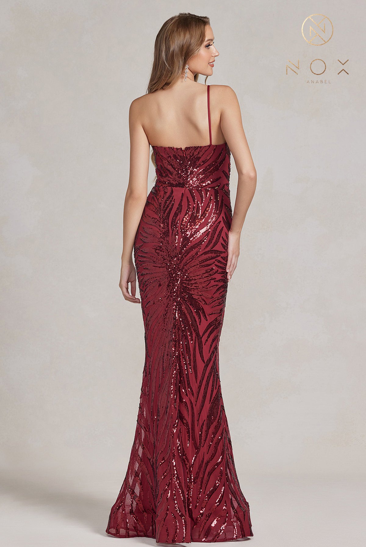 Sequin Mermaid Gown, One-Shoulder-smcdress