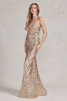 Sequin Mermaid Gown, One-Shoulder-smcdress