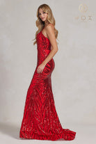 Sequin Embroidered Sweetheart Open-Back Mermaid Dress-smcdress