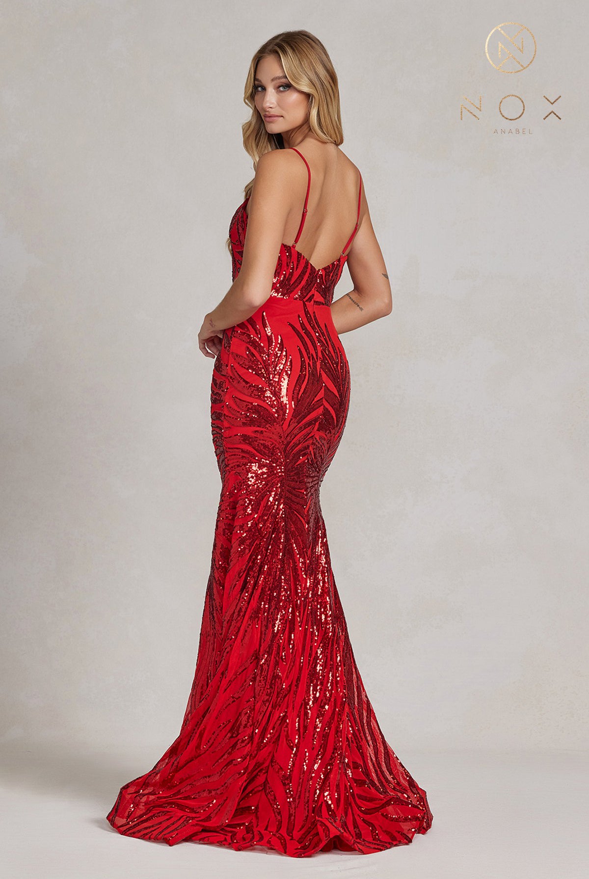 Sequin Embroidered Sweetheart Open-Back Mermaid Dress-smcdress