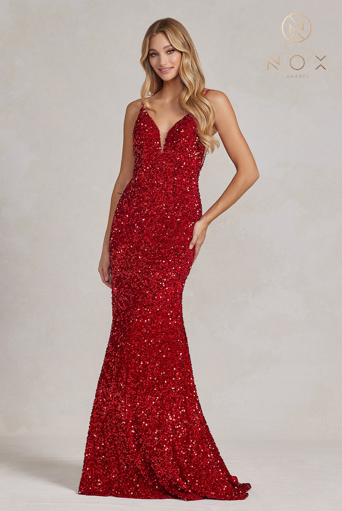 Sequin V-Back Mermaid Dress-smcdress