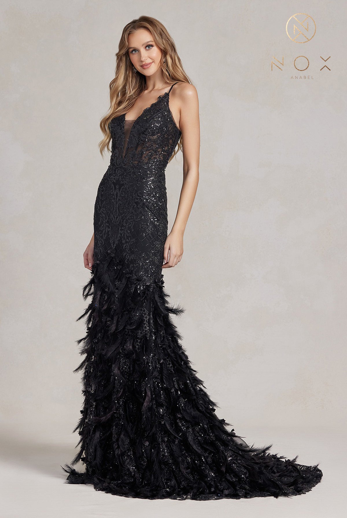 Long Prom Dress with Ruffled Skirt & Open Corset Back-smcdress