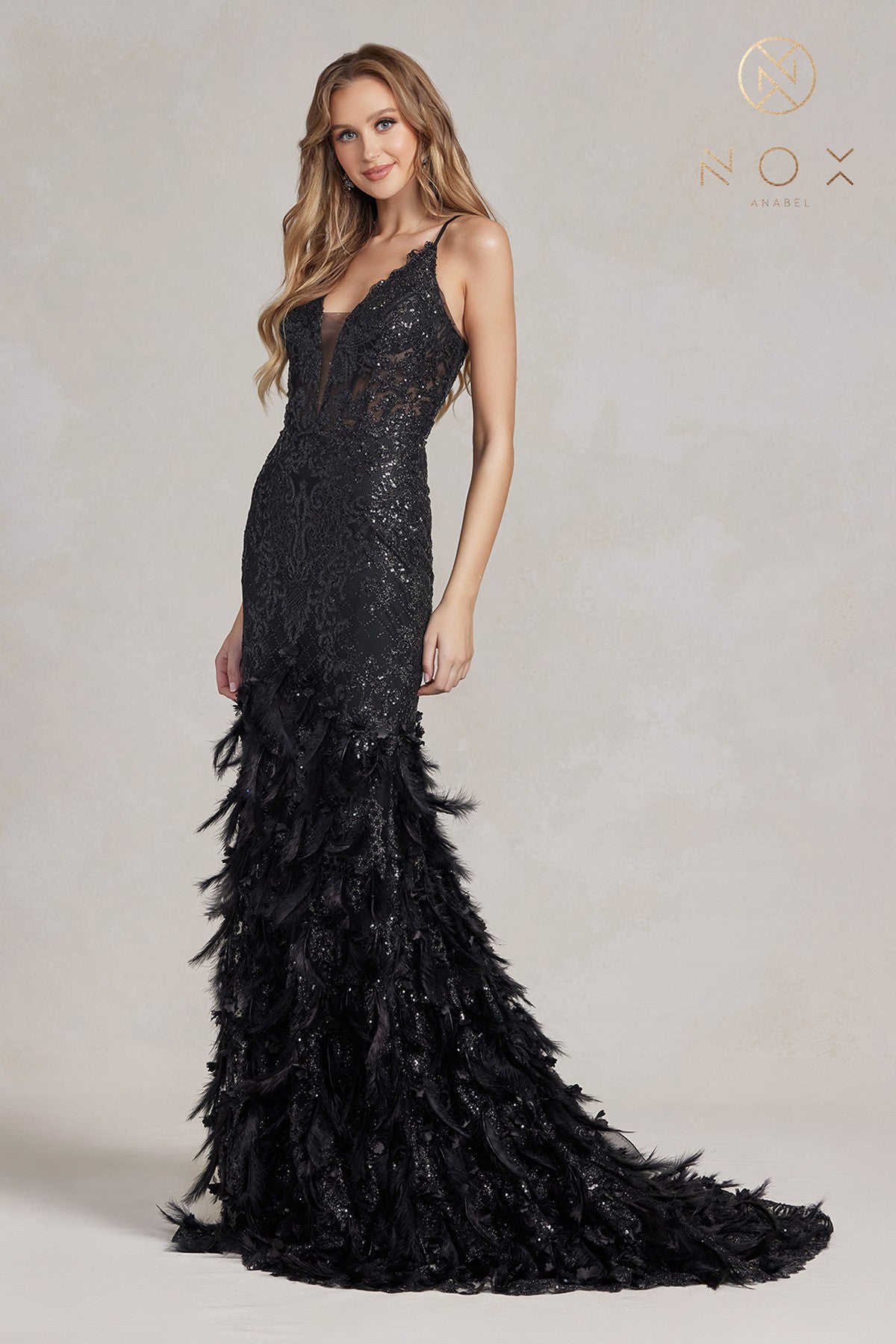 Long Prom Dress with Ruffled Skirt & Open Corset Back-smcdress
