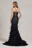 Long Prom Dress with Ruffled Skirt & Open Corset Back-smcdress