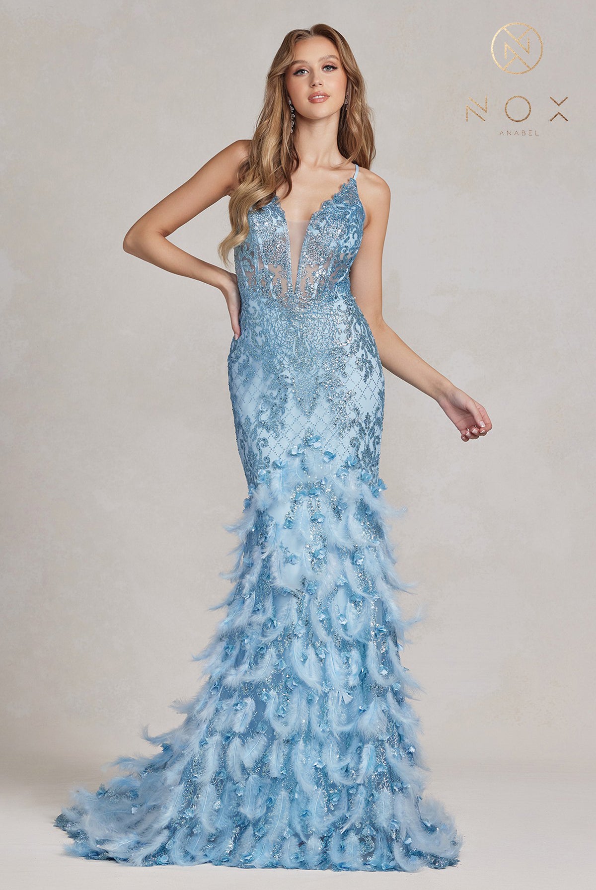 Long Prom Dress with Ruffled Skirt & Open Corset Back-smcdress