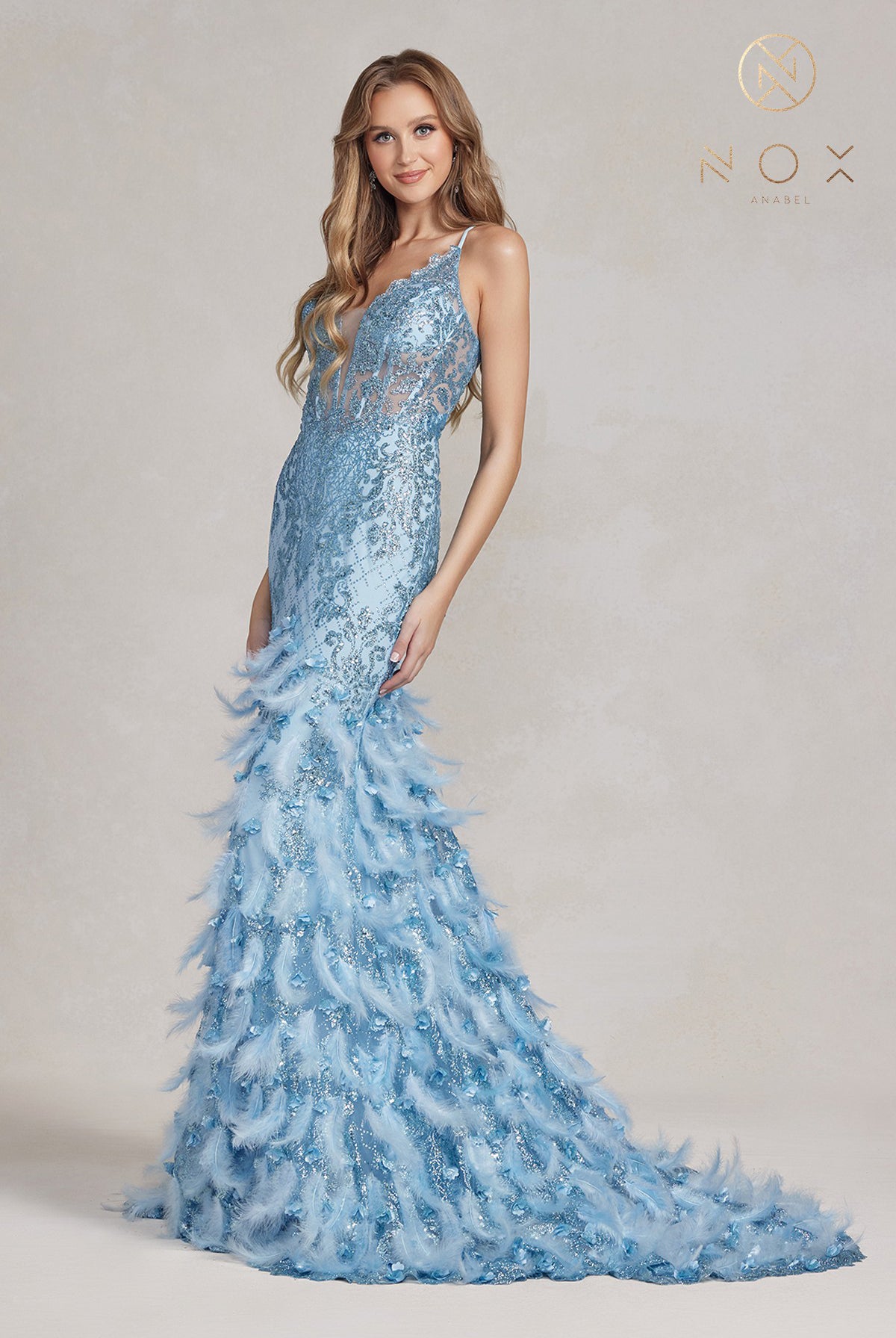 Long Prom Dress with Ruffled Skirt & Open Corset Back-smcdress