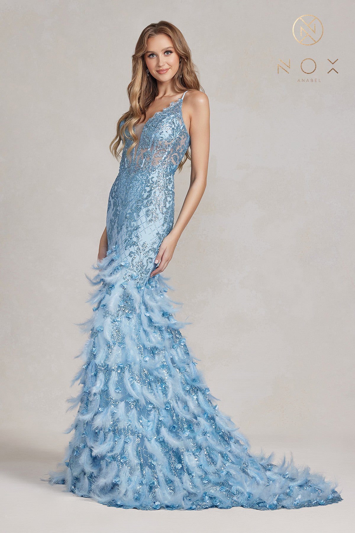 Long Prom Dress with Ruffled Skirt & Open Corset Back-smcdress