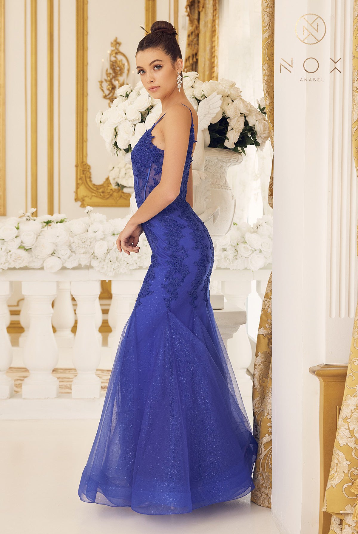 Embroidered Tulle Skirt Mermaid Dress-smcdress