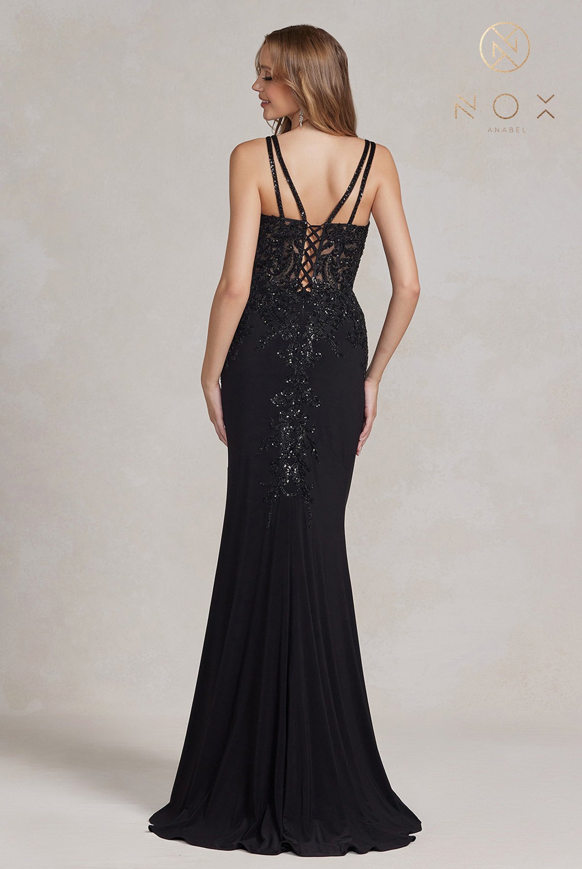 Double Spaghetti Strap Embroidered Long Dress-smcdress