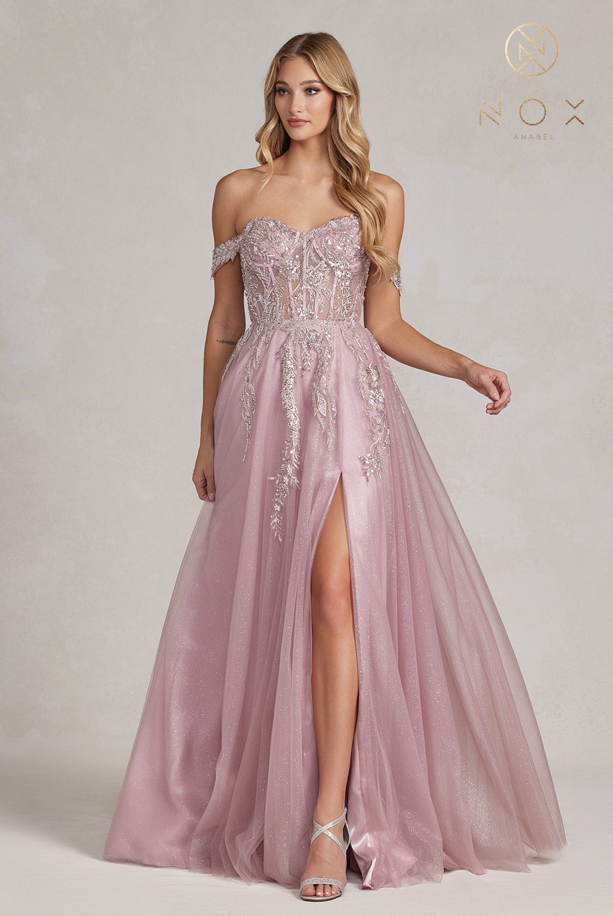 Off-Shoulder Skirt Long Prom Dress-smcdress