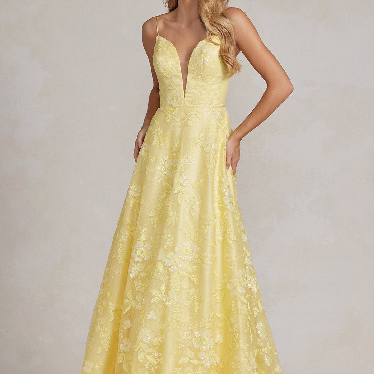Yellow Halter Backless Slit Long Prom Dress Wedding Guest Dress,DP1446
