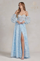 Blue sheer prom dress-smcdress