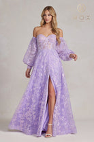 Blue sheer prom dress-smcdress