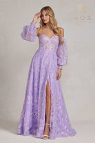 Blue sheer prom dress-smcdress