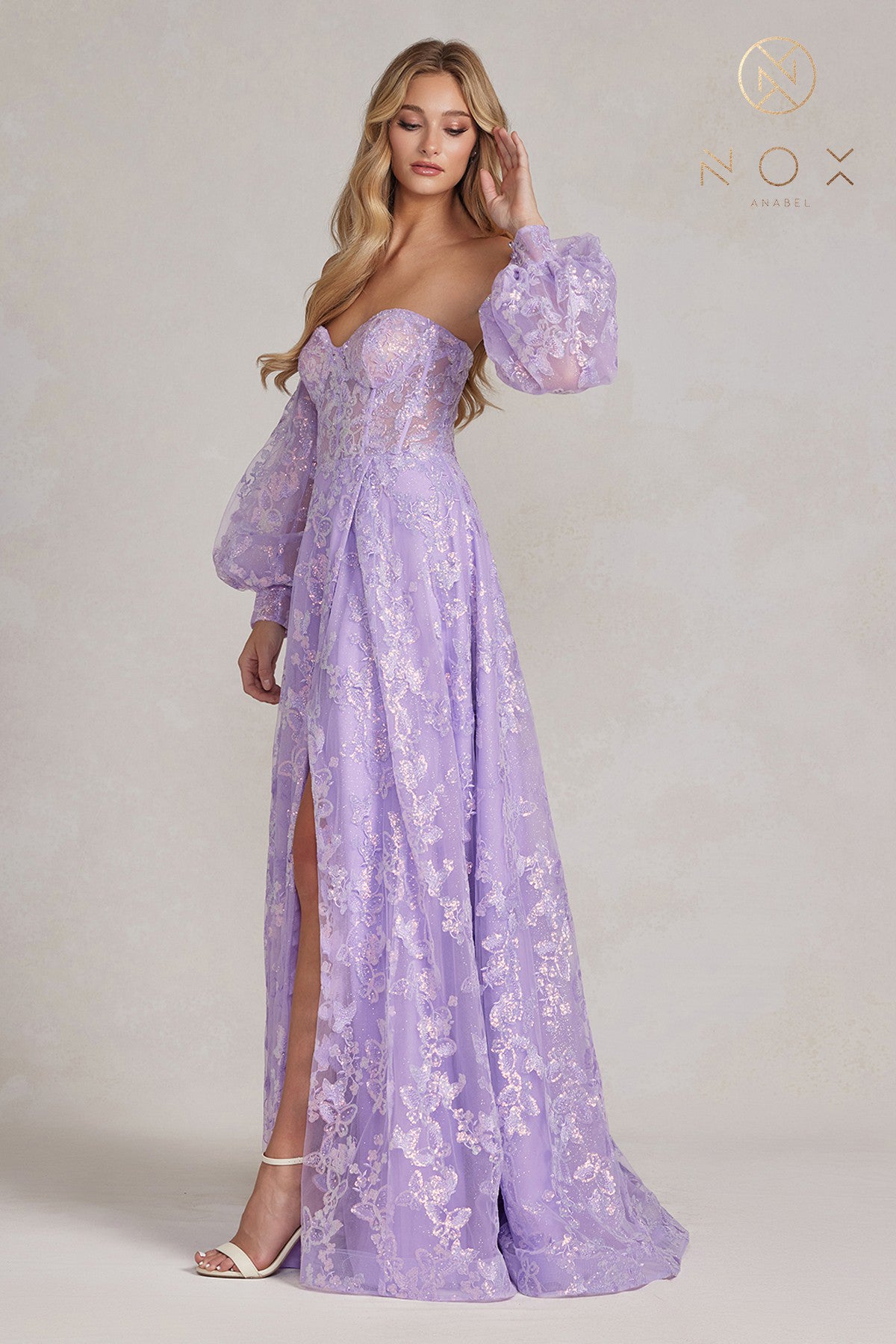Blue sheer prom dress-smcdress