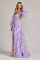 Blue sheer prom dress-smcdress