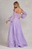 Blue sheer prom dress-smcdress
