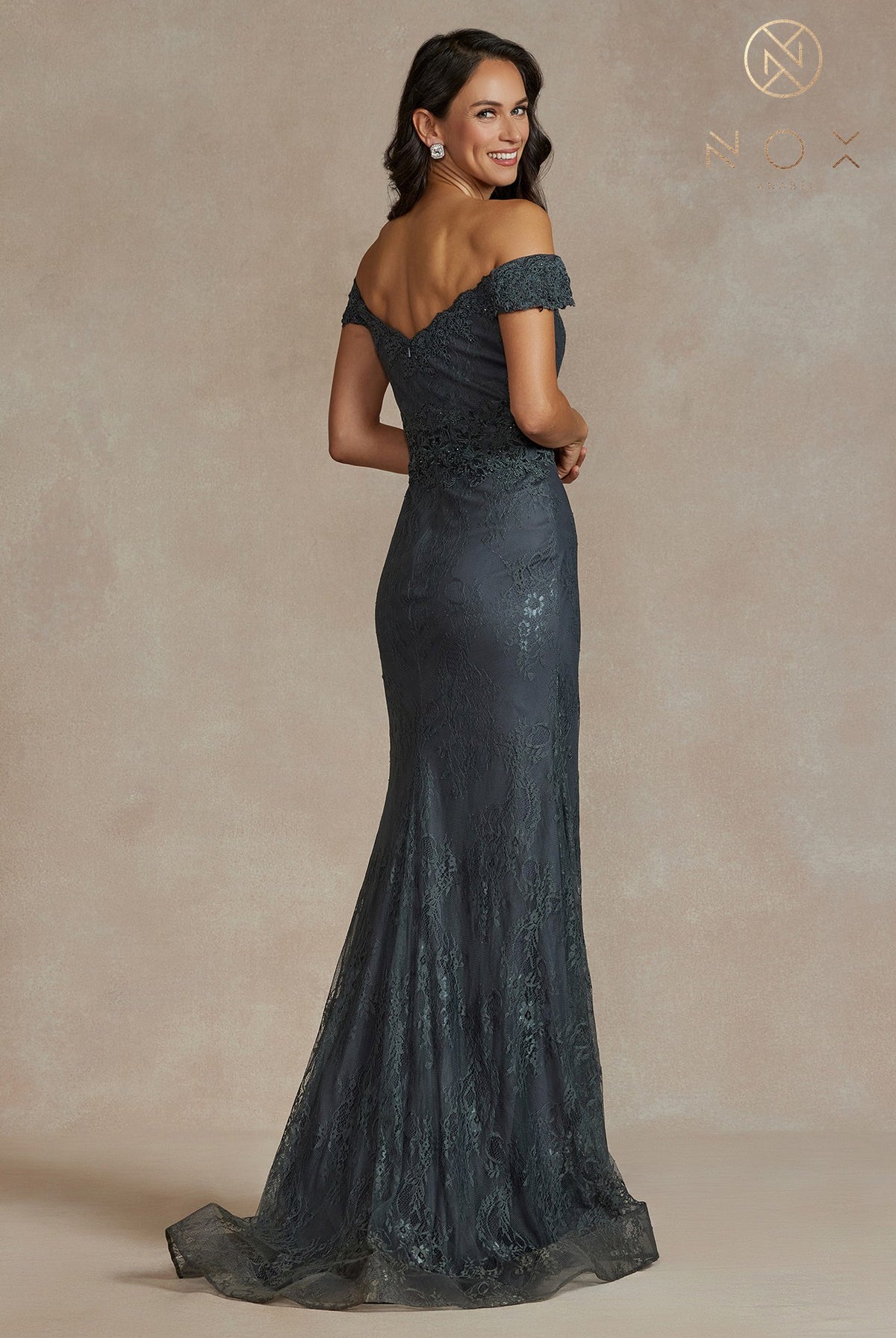 Embroidered Open-Back Lace Long MOB Dress-smcdress