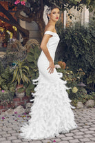 Off-Shoulder Sweetheart Long Wedding Dress-smcdress