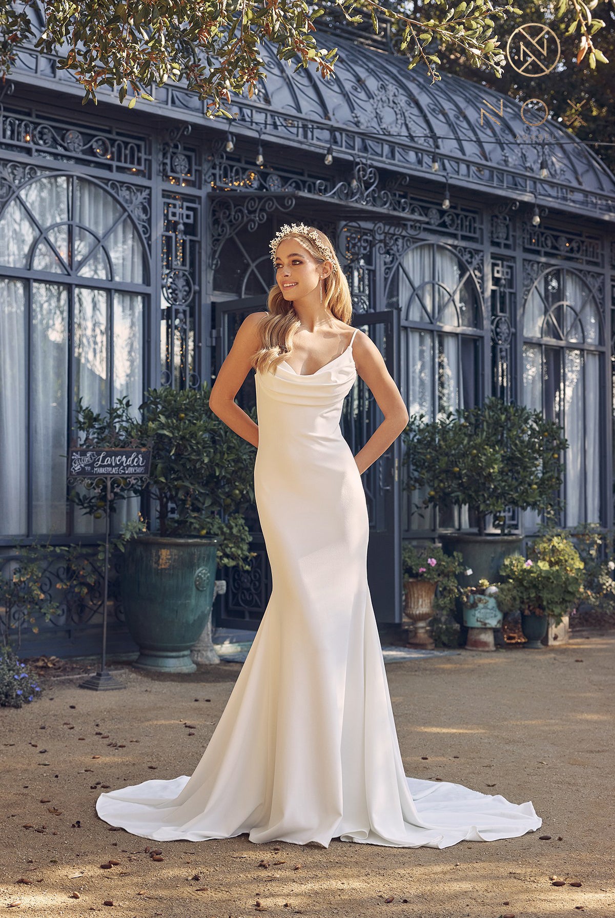 Satin Cowl Neck Mermaid Gown-smcdress