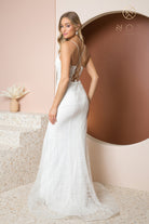 Glittery V-Neck Dress w/ Trumpet Skirt-smcdress