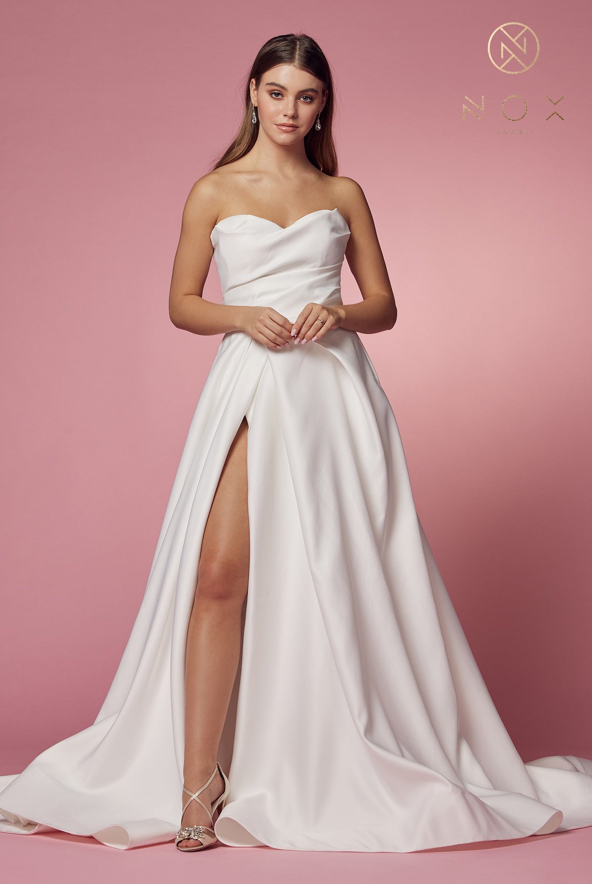 Strapless A-Line Sweetheart Wedding Dress with Slit-smcdress