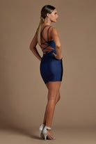 Short Satin Dress w/ Criss Cross Back for Homecoming & Cocktail-smcdress