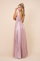 V-neck long tulle dress for evening & bridesmaids-smcdress