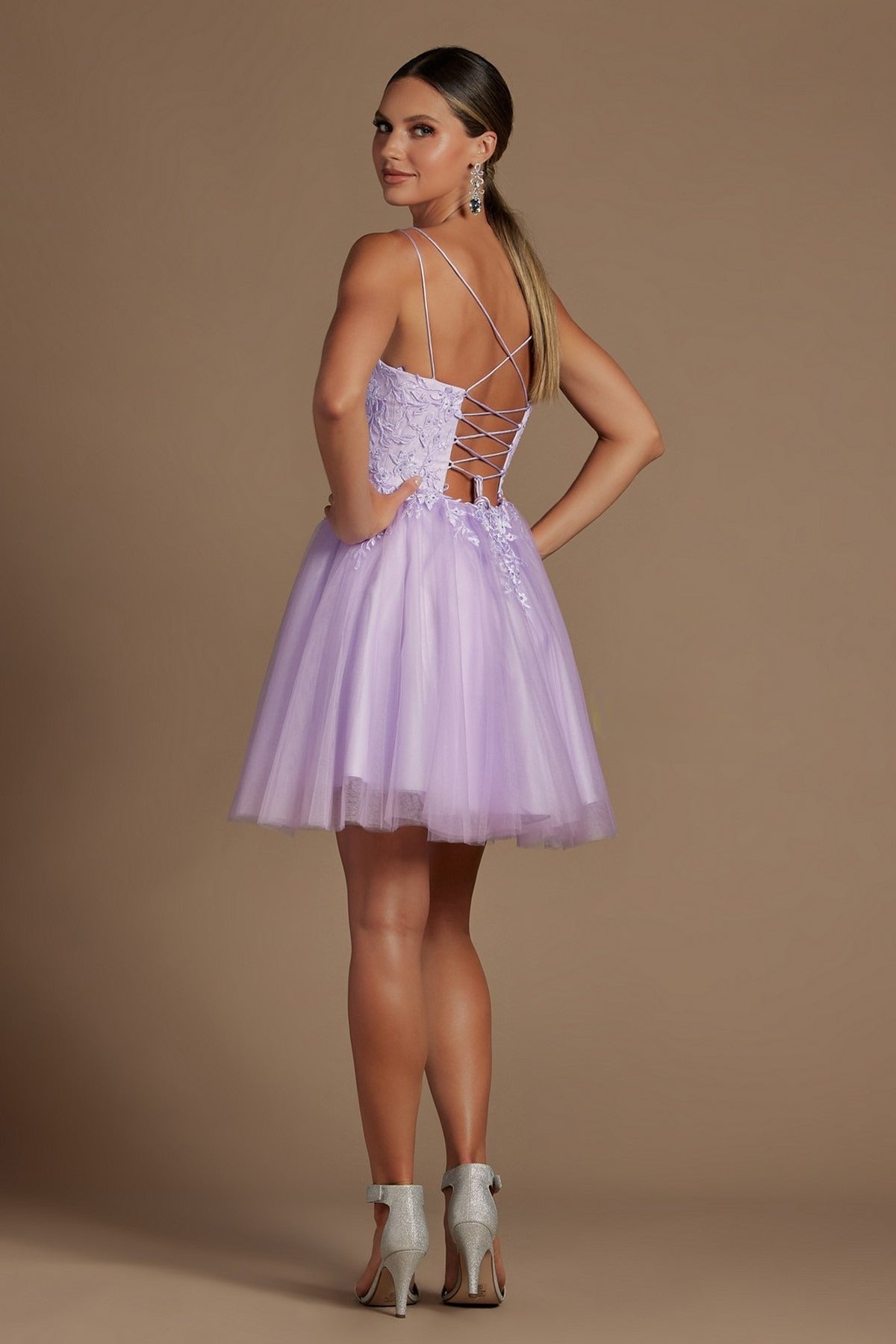 Embroidered Babydoll Corset Short Dress for Homecoming & Cocktail-smcdress