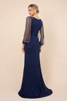 Garlanded Long Sleeves Mermaid Mother of the Bride Dress-smcdress
