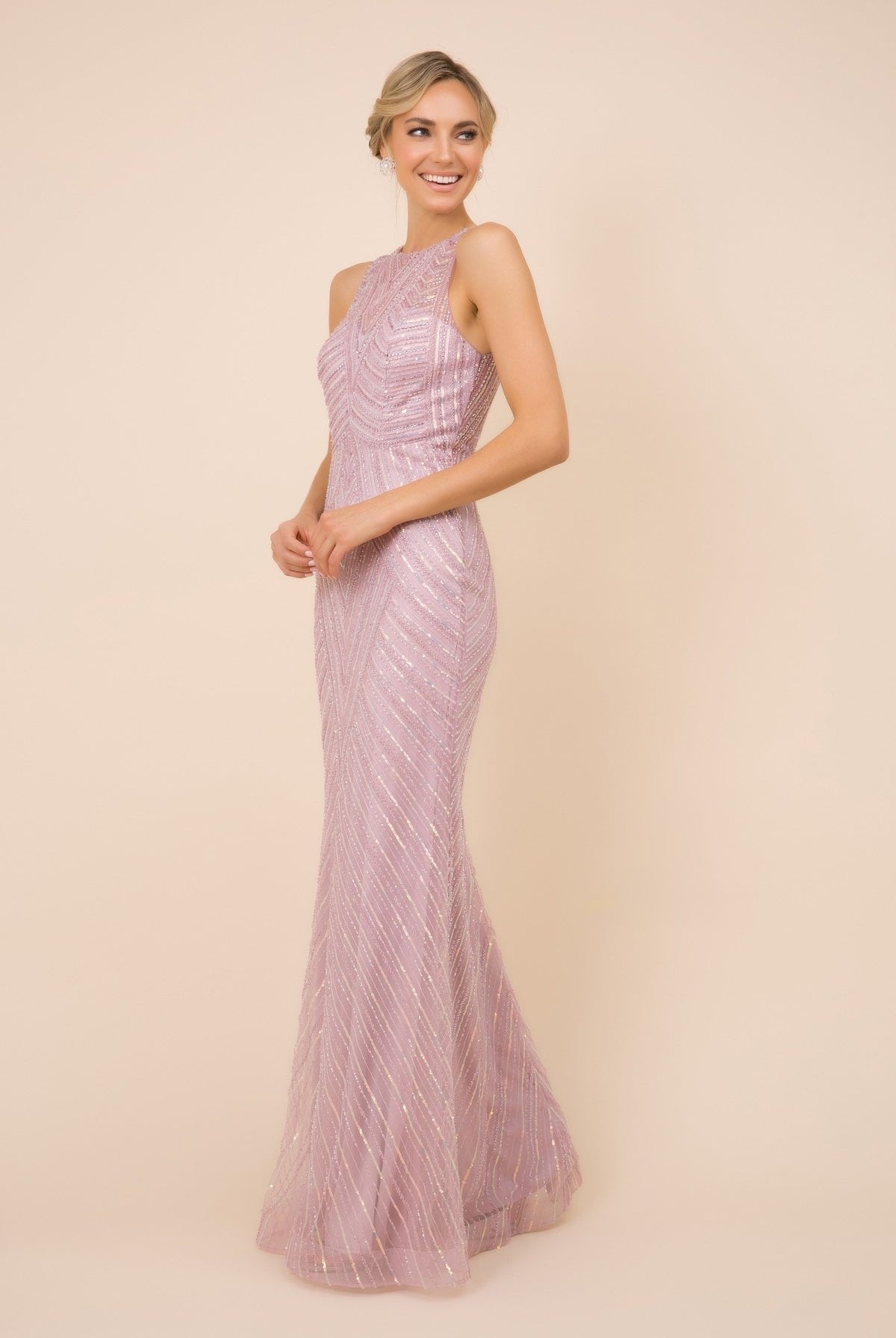 Sequin High Neck Mermaid Dress-smcdress