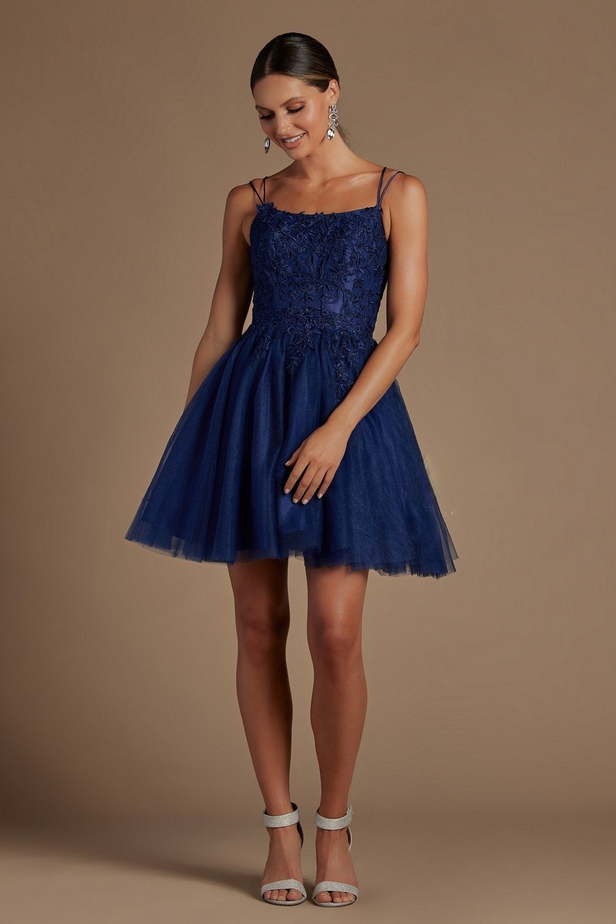 Embroidered Babydoll Corset Short Dress for Homecoming & Cocktail-smcdress