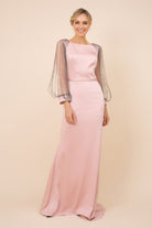 Garlanded Long Sleeves Mermaid Mother of the Bride Dress-smcdress