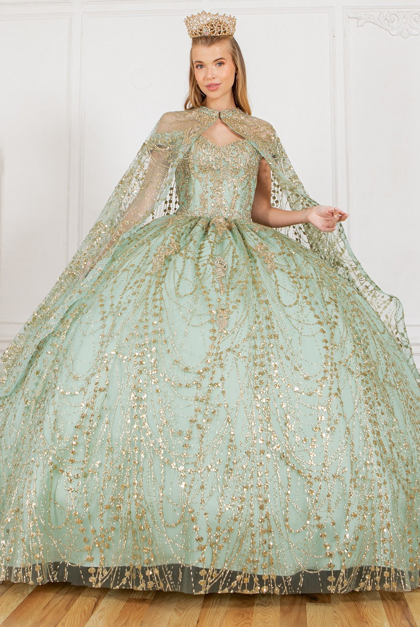 Sage glitter ball gown prom dresses alternative