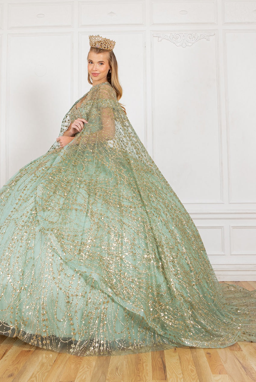 Sage glitter ball gown prom dresses alternative