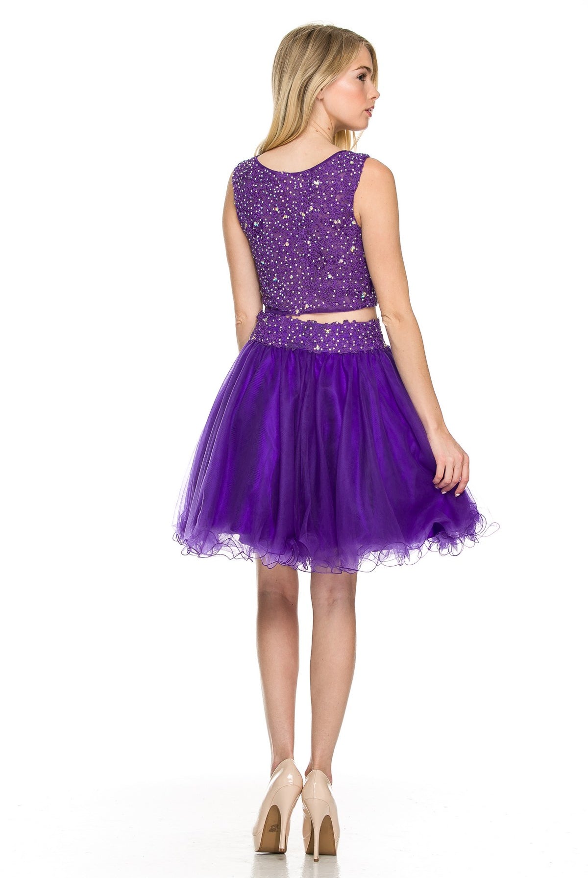 Lace Applique Two-Piece Dress-smcdress